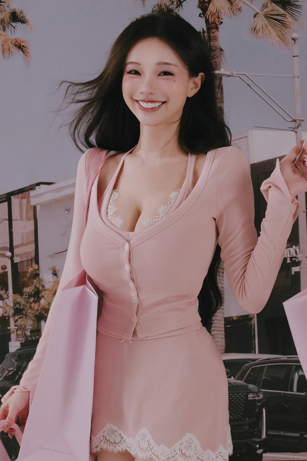 Elegant Rib Sweetheart Neckline Cropped Button-Up Top