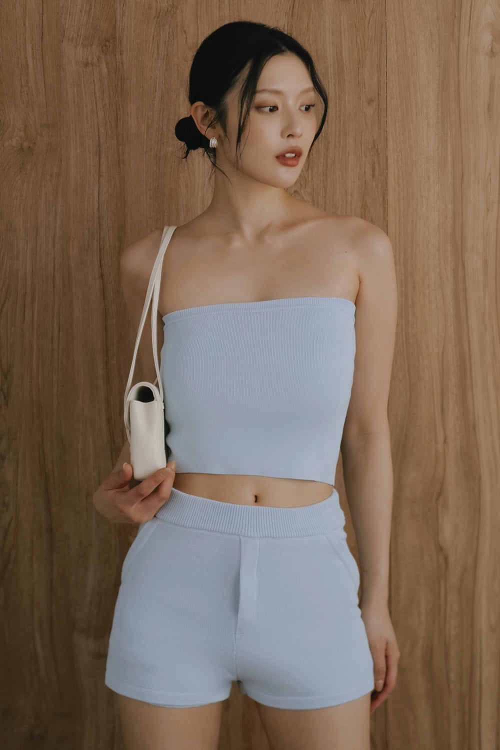 Ice Knit Cropped Strapless Bra Top