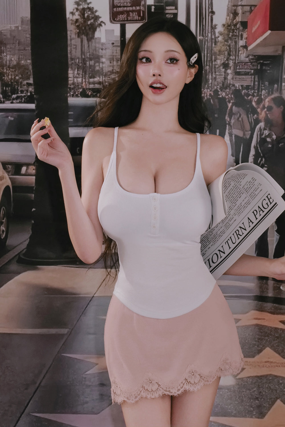 Elegant Rib Lace Trim Bow Detail Mini Skirt