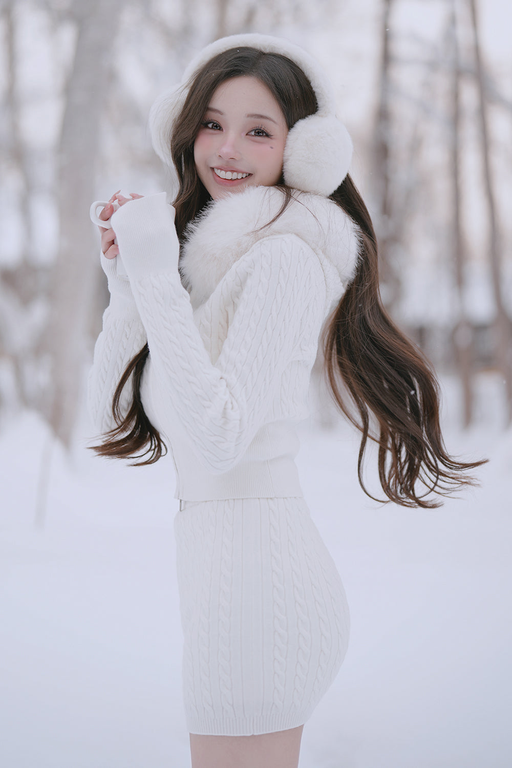 Gentle Touch Fine Cable Knit Mini Skirt