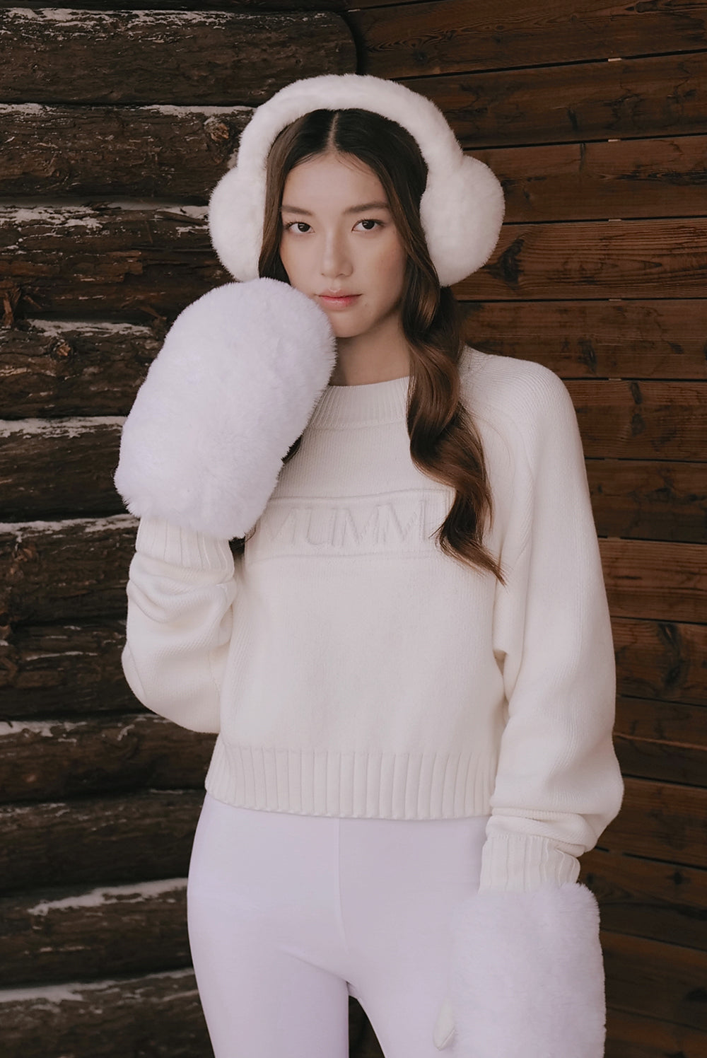 Cotton Ribbed knit cropped logo Jumper