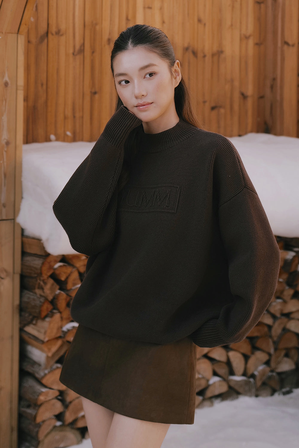 Straight-Cut Suede Mini Skirt