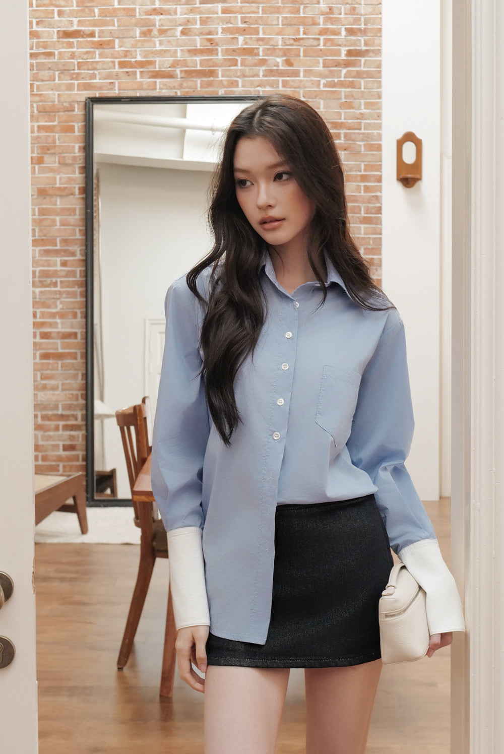 Stain-Resistant Long Sleeve Oversized Shirt