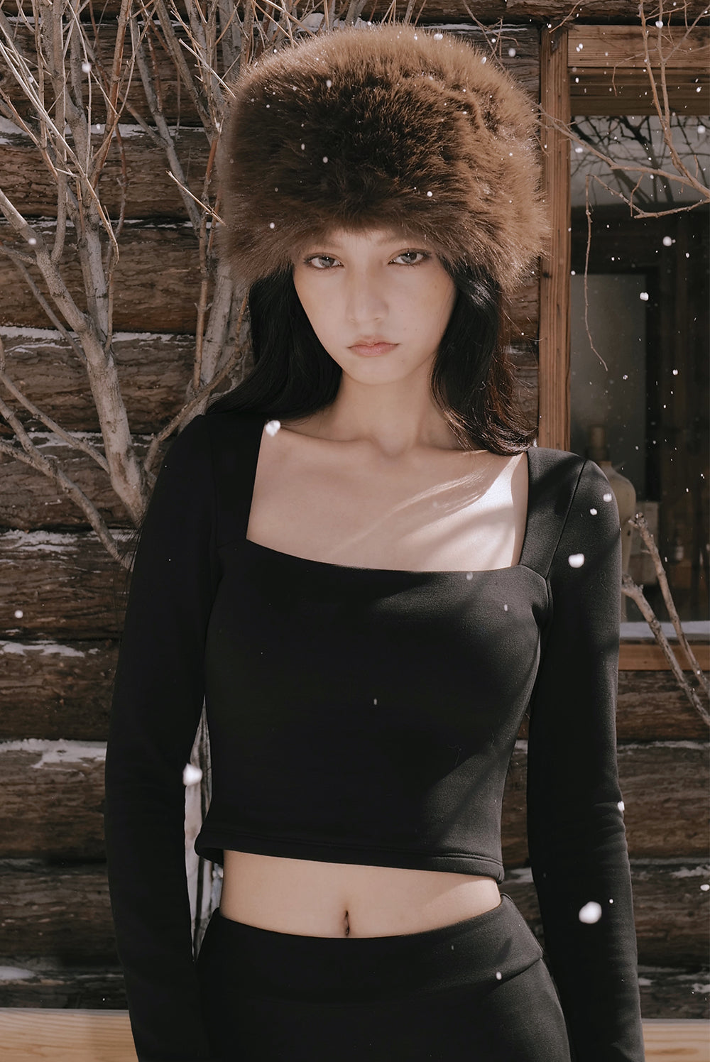 Instant heater cropped square neck bra top