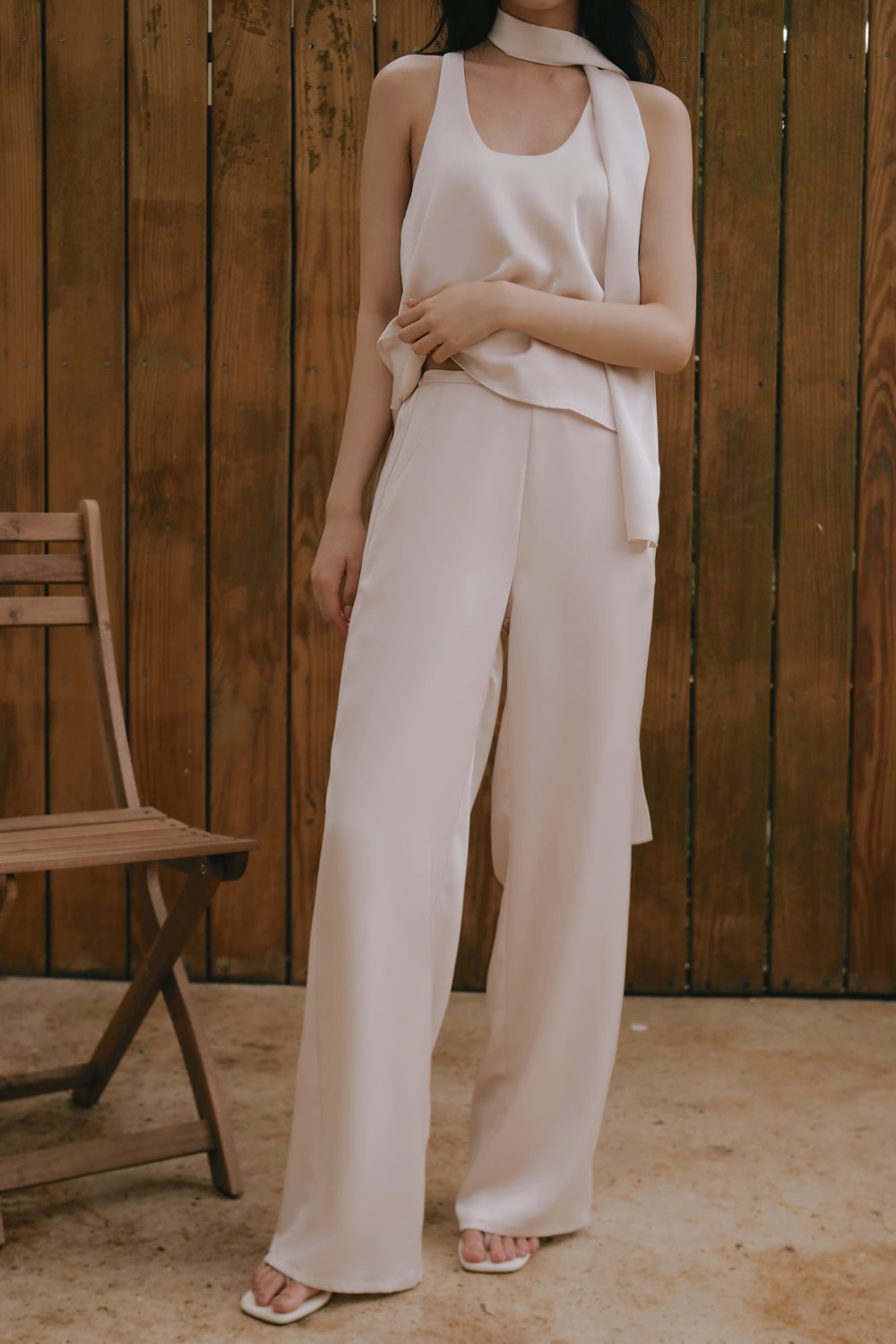Satin Wide-Leg Trousers
