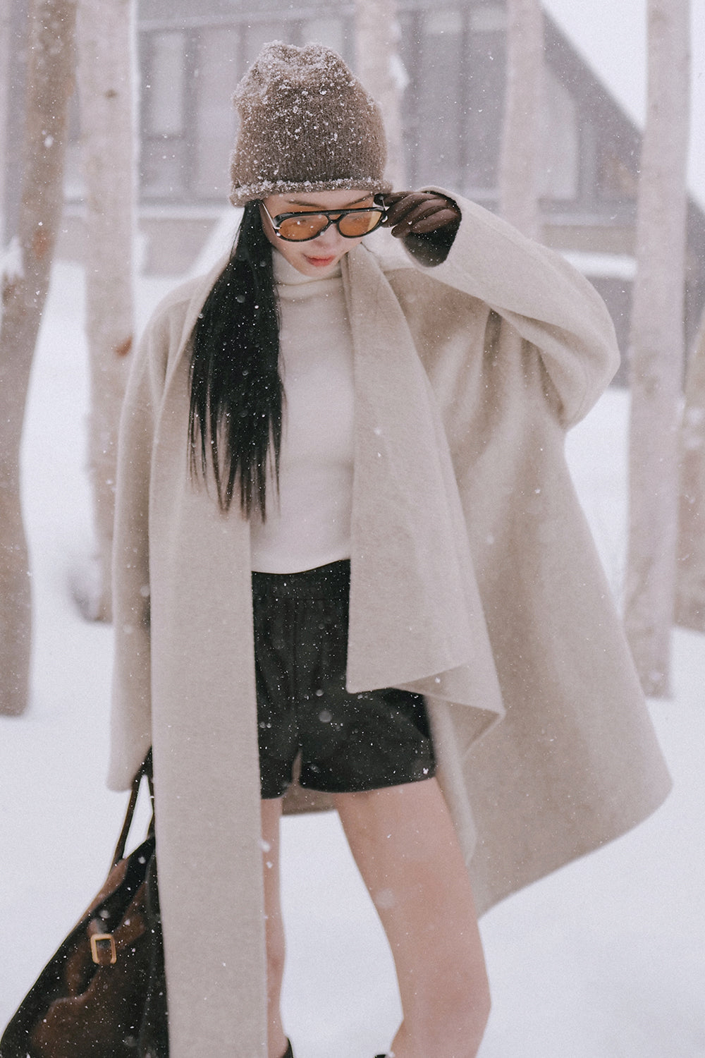 Faux Leather Elastic Waist Shorts