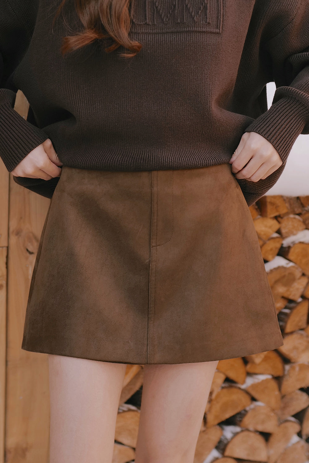 Straight-Cut Suede Mini Skirt