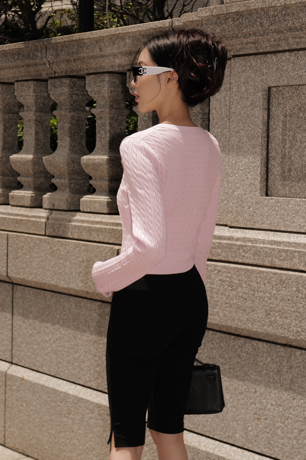 Afternoon Walk Cable Knit V-Neck Button-Front Cardigan