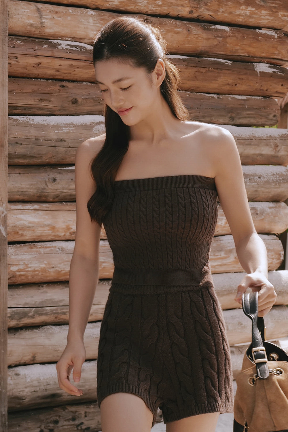 Gentle Touch Cable Knit Strapless BraTop