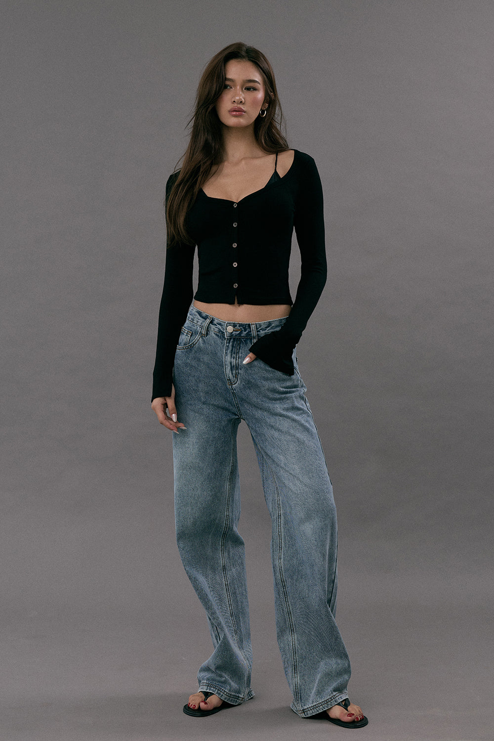Elegant Rib Sweetheart Neckline Cropped Button-Up Top