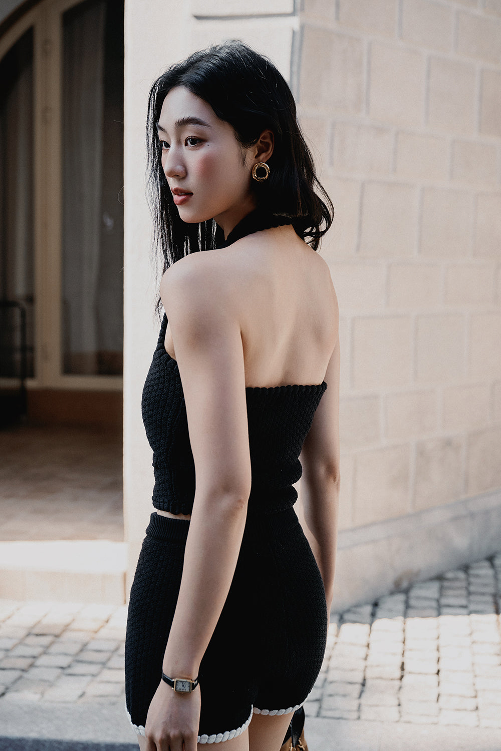 Afternoon Walk Chunky Knit Halter-Neck BraTop