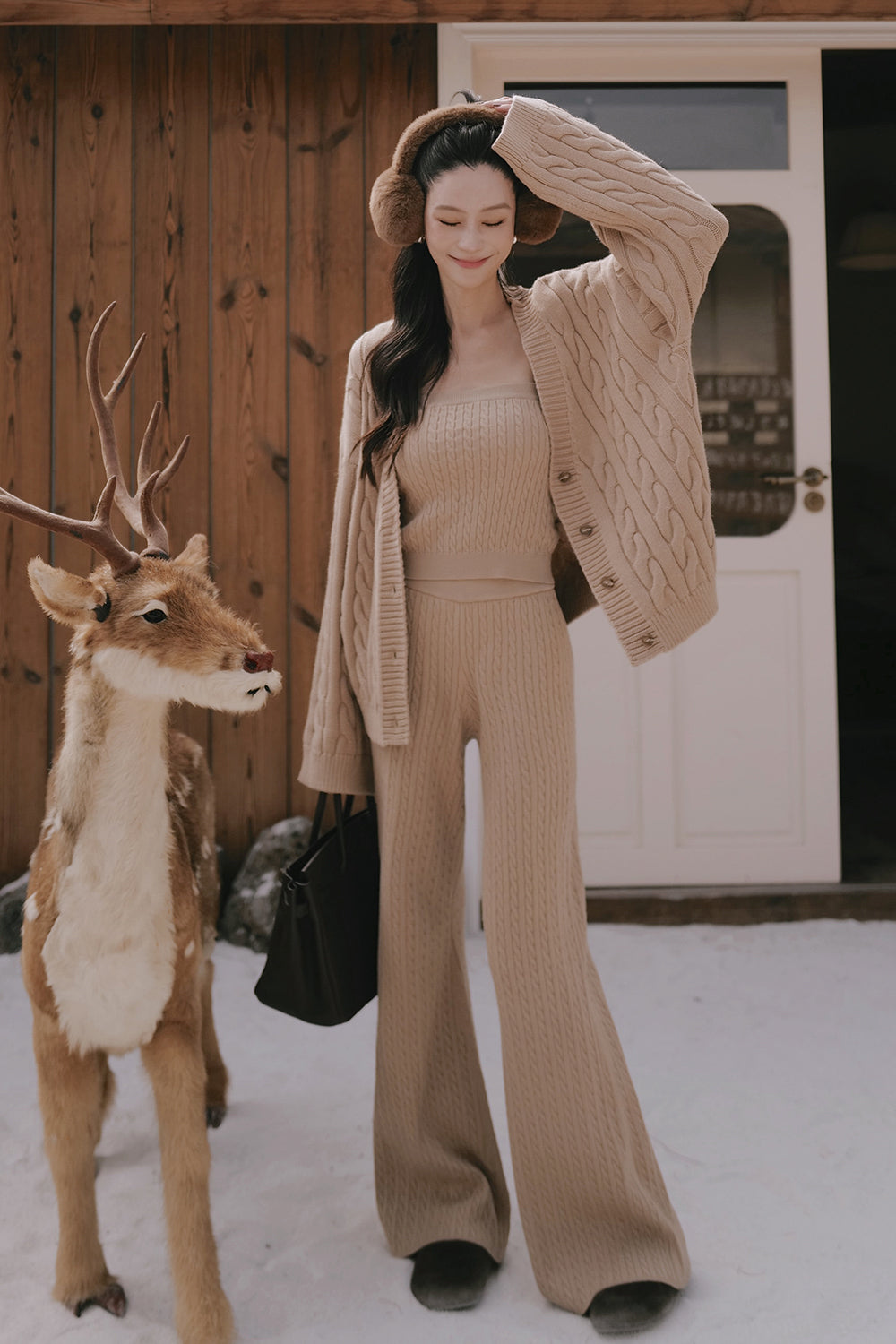 Gentle Touch Cable Knit Flare Pants