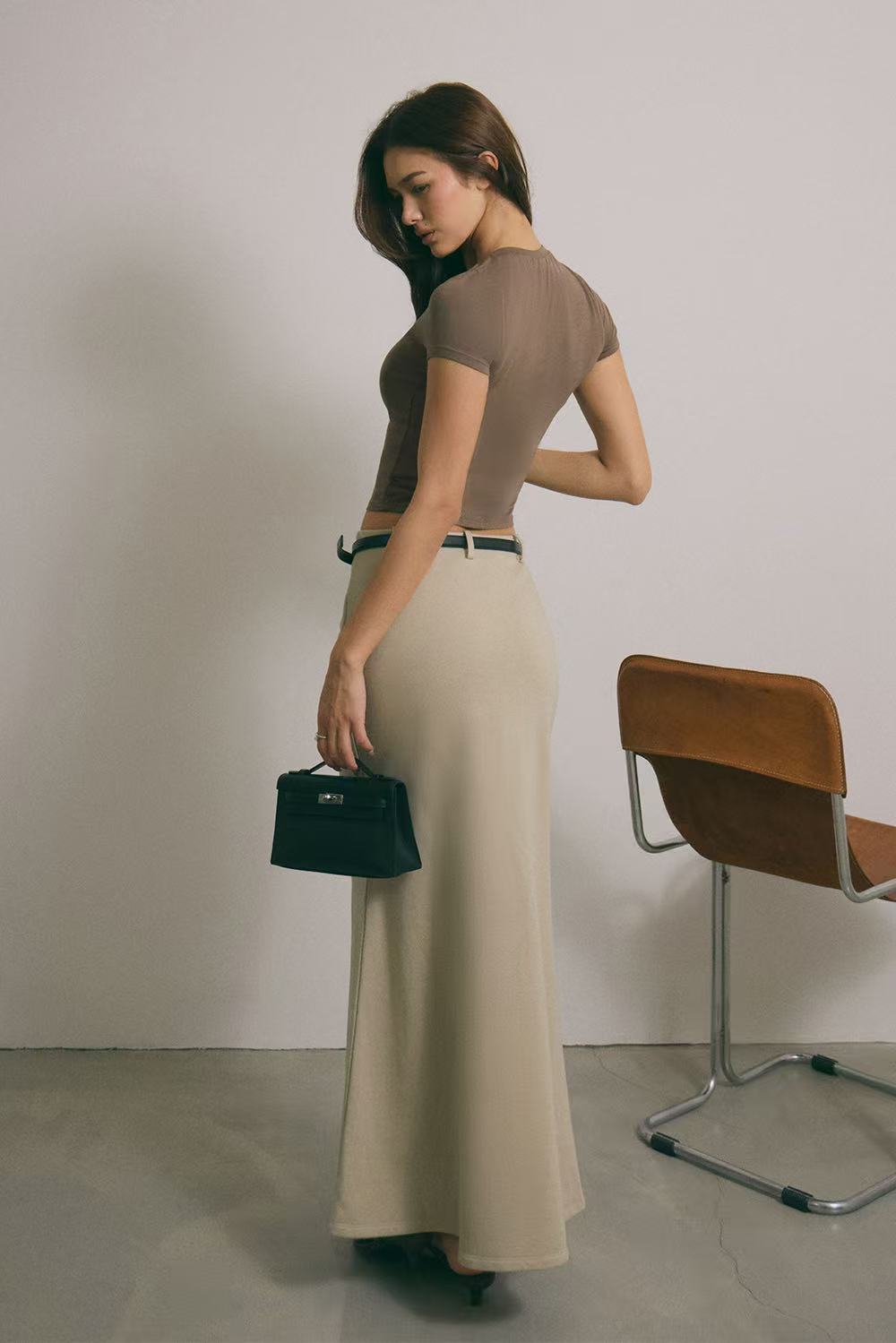 Warmth Fishtail Midi Skirt with Belt