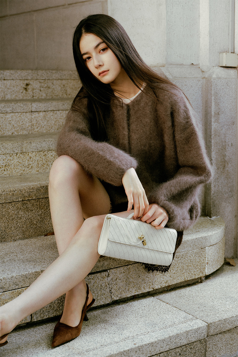 Faux Suede Sculptural-Heel Pointed-Toe Pumps