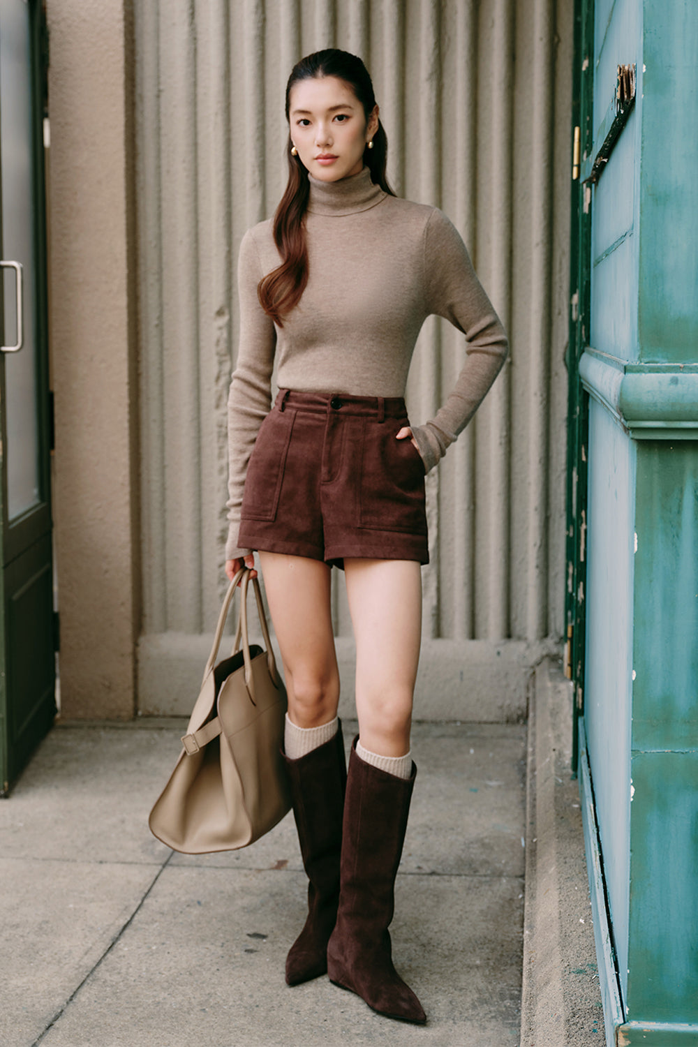 High-Neck Wool Long-Sleeve Top