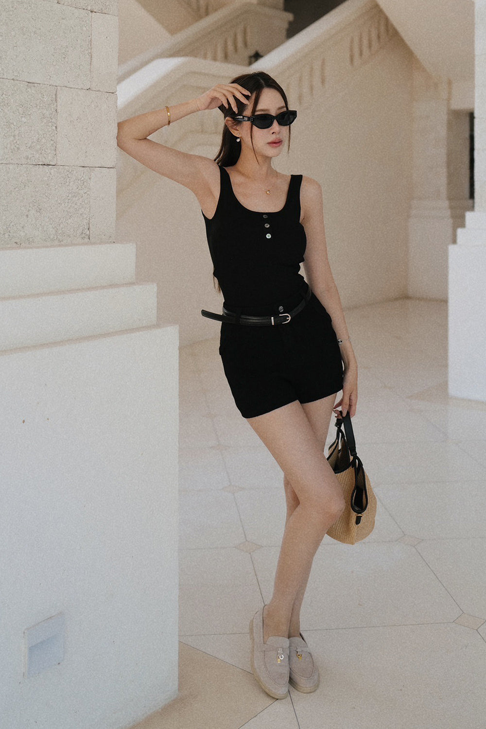 Ice Knit Faux Waistband Shorts