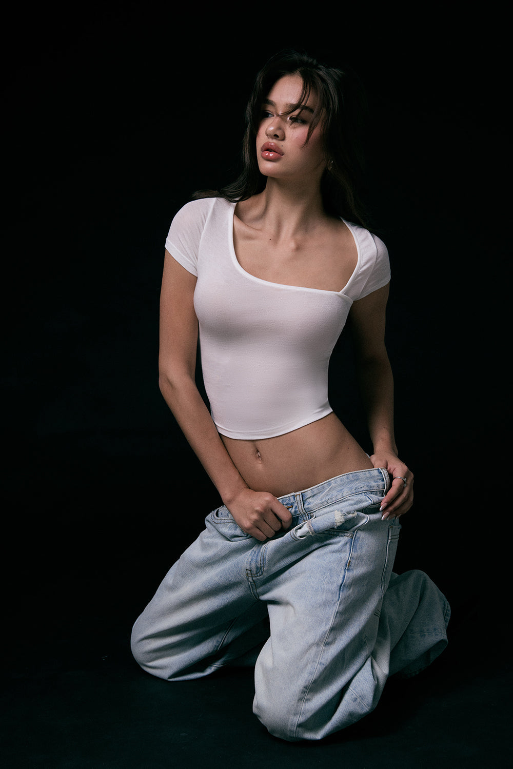 Tencel Wool Asymmetrical Neck Sleeve Top