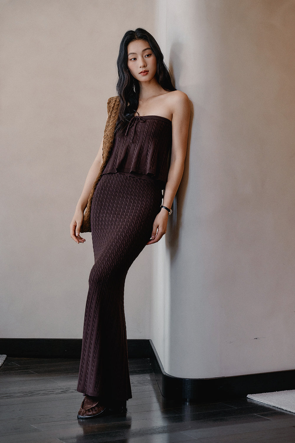 Afternoon Walk Knit Fishtail Maxi Skirt