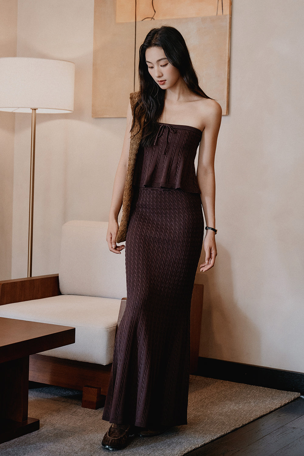 Afternoon Walk Knit Fishtail Maxi Skirt