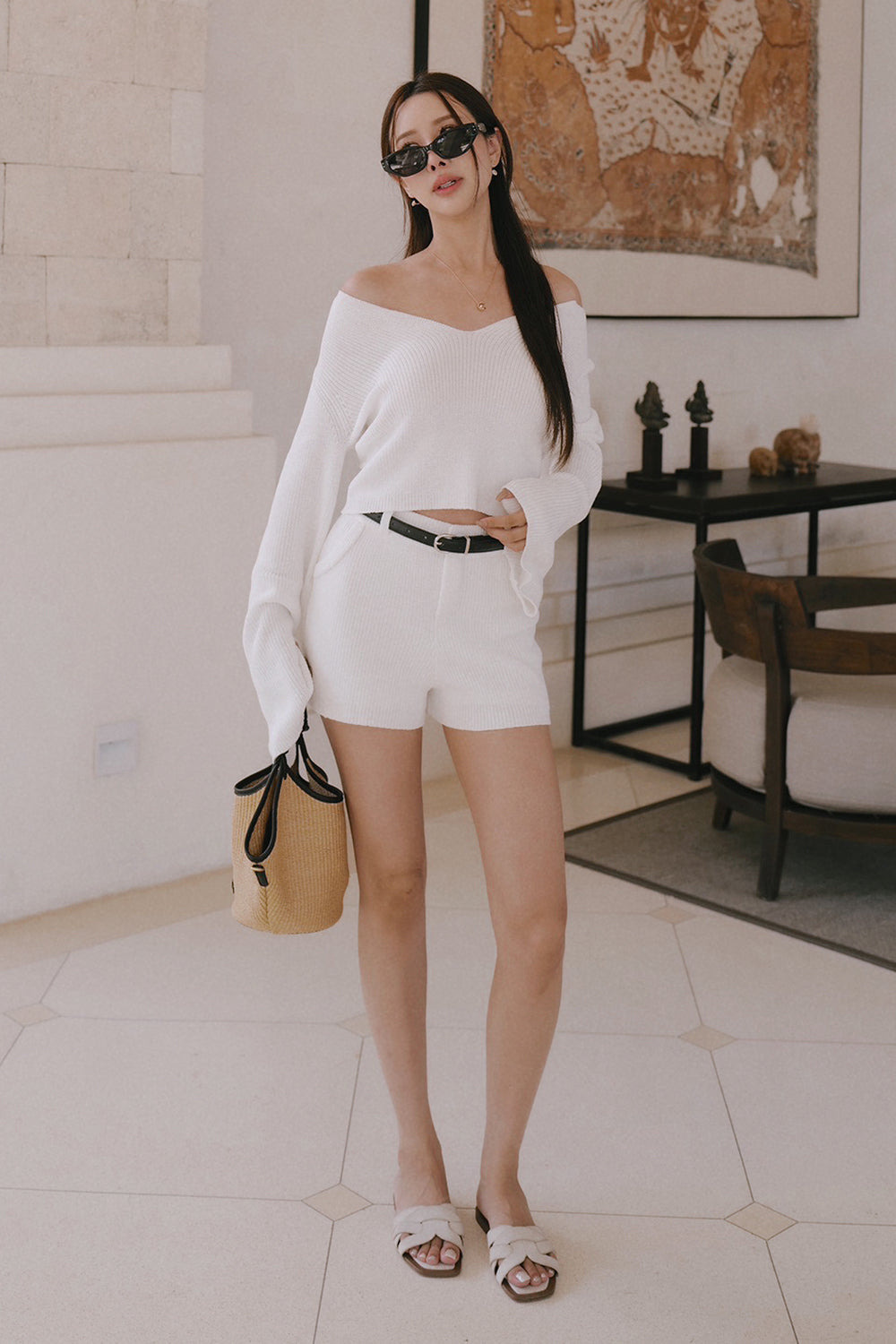 Ice Knit U-Neck Long Sleeve Top
