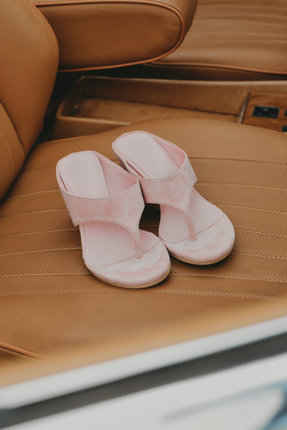Suede Thong Heeled Mules