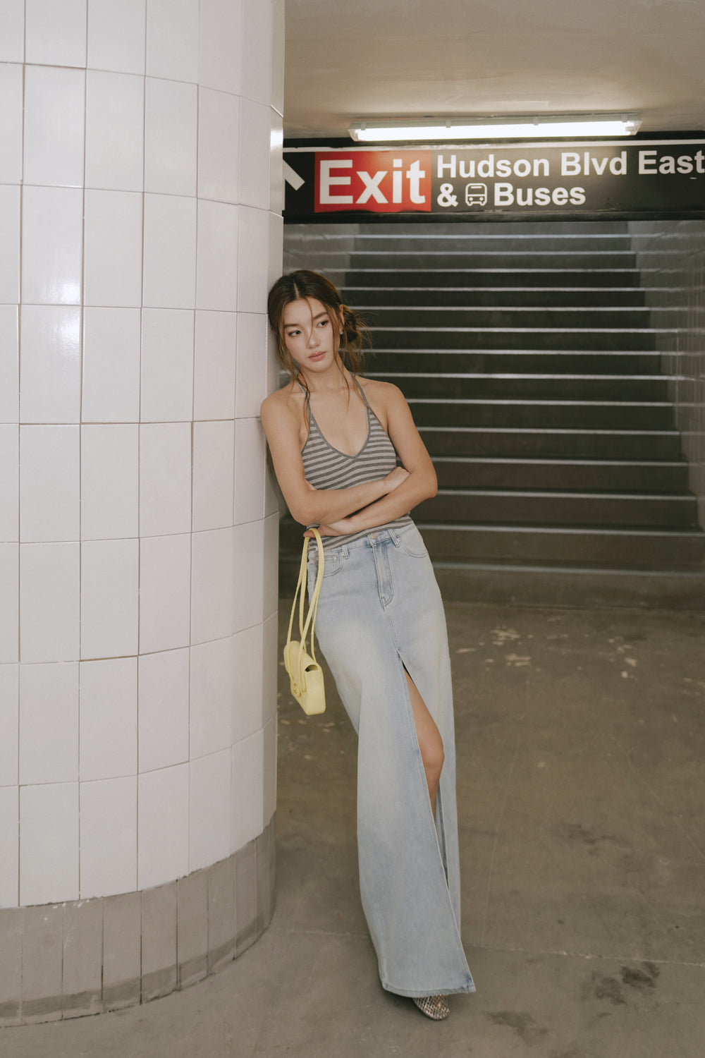 Lyocell Front Slit Maxi Skirt