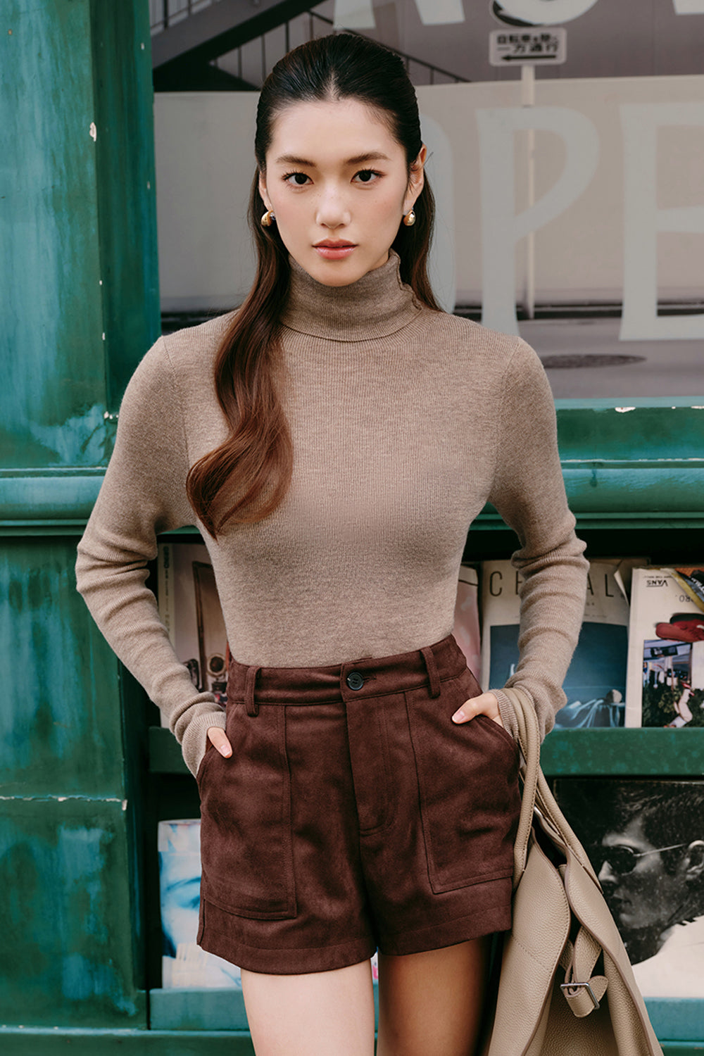 Faux Suede High-Waist Shorts