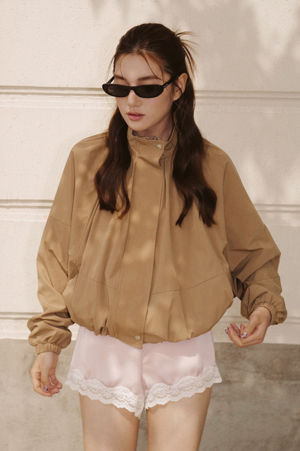Waterproof UV Protection Bomber Jacket With Balloon Sleeves