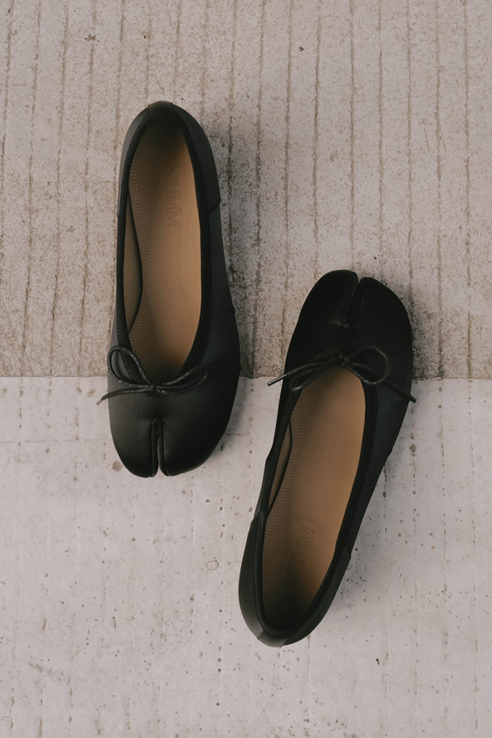 Satin Sheepskin Tabi Ballet Flats