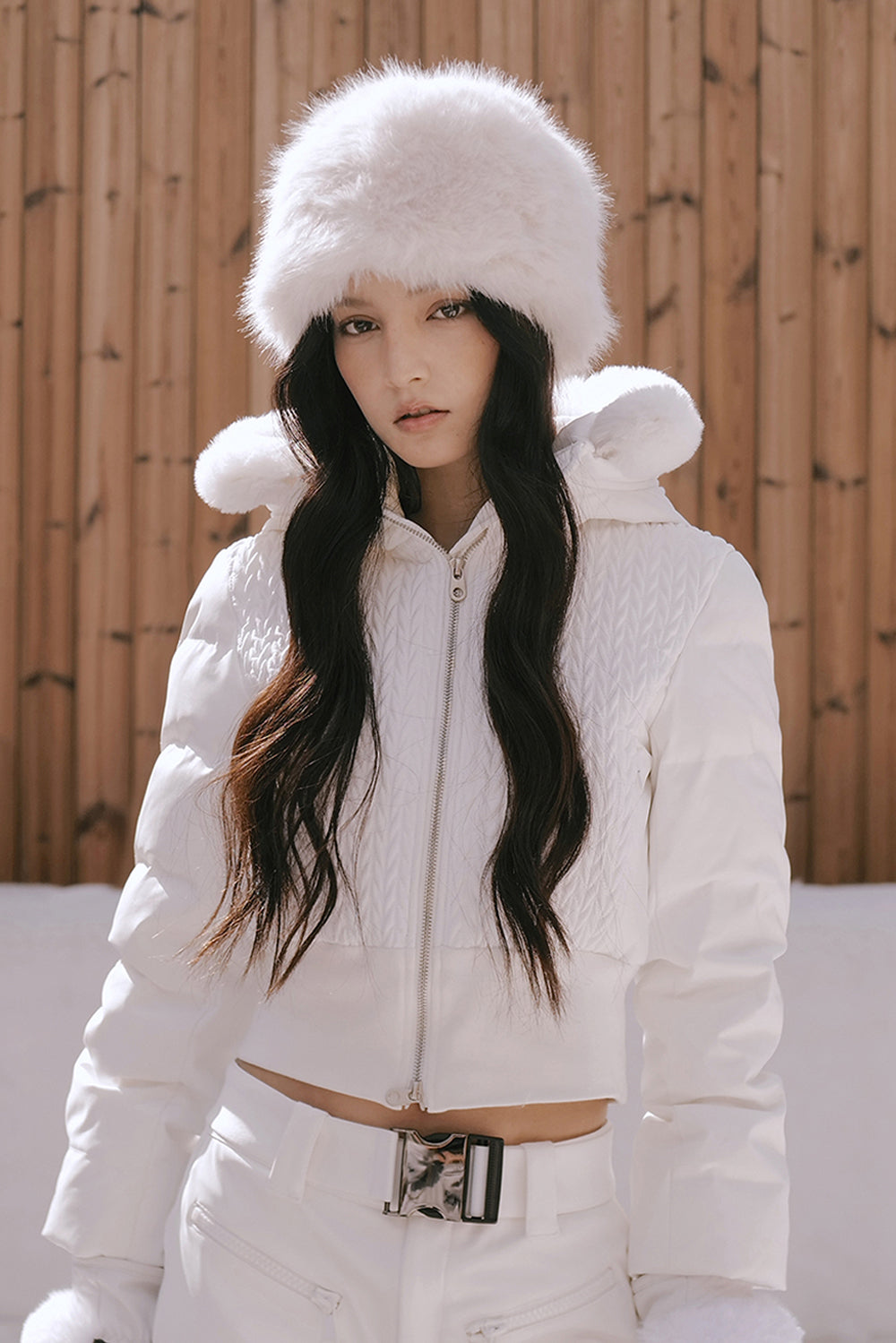 MUMM White Duck Down Hooded Jacket