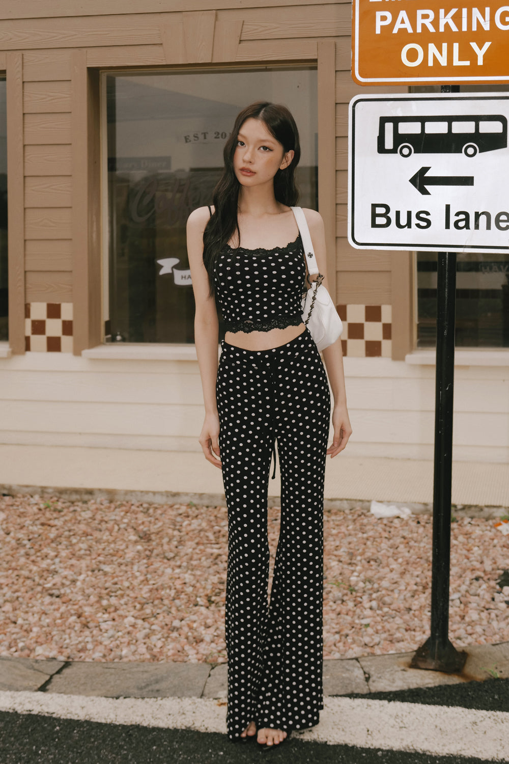 Elegant Rib Drawstring Trousers