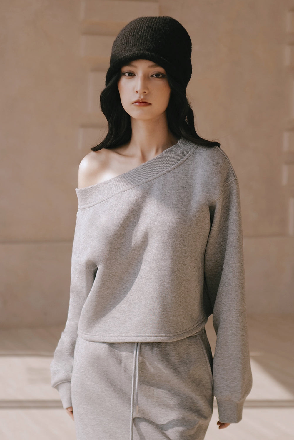 Cozy Fleece-Lined Off-Shoulder Sweatshirt