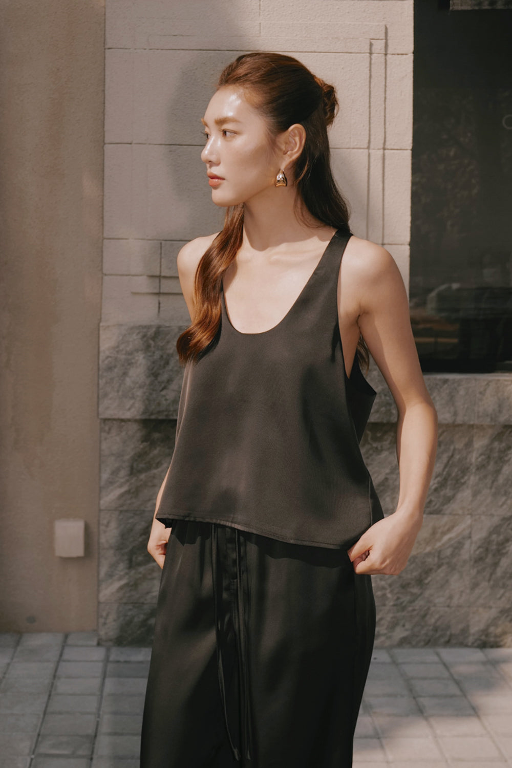 Satin Scoop Neck Tank Top