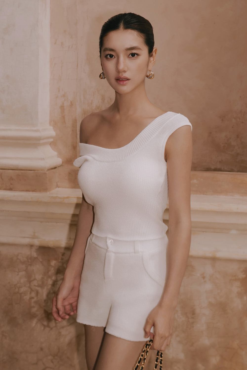 Ice Knit Faux Waistband Shorts