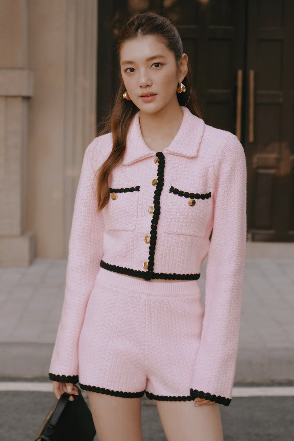 Afternoon Walk Chunky Knit Contrast Trim Long-Sleeve Button-Up Cardigan