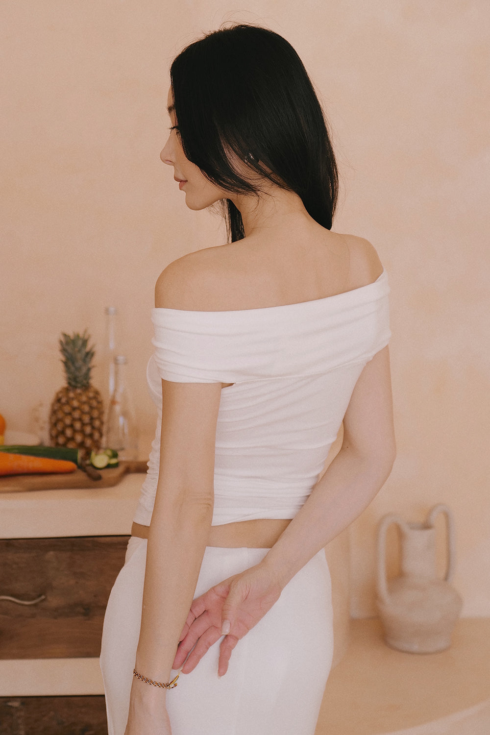 Island Reverie Twist Front Off-Shoulder Top