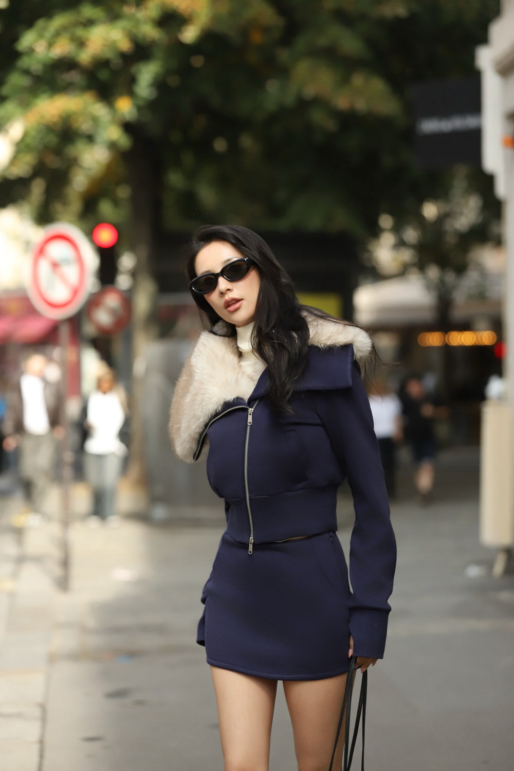 Airy Heater Wide Faux Fur Collar Jacket