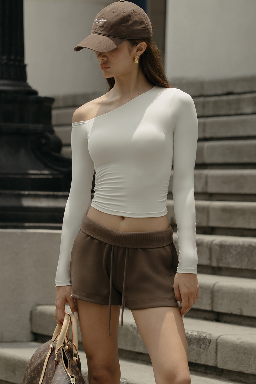 mumm SOFT Asymmetrical Off-Shoulder Long Sleeve BraTop