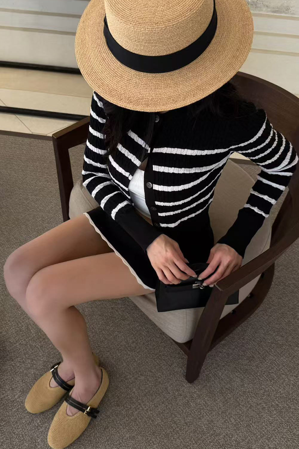 Striped Knit Button-Up Cardigan