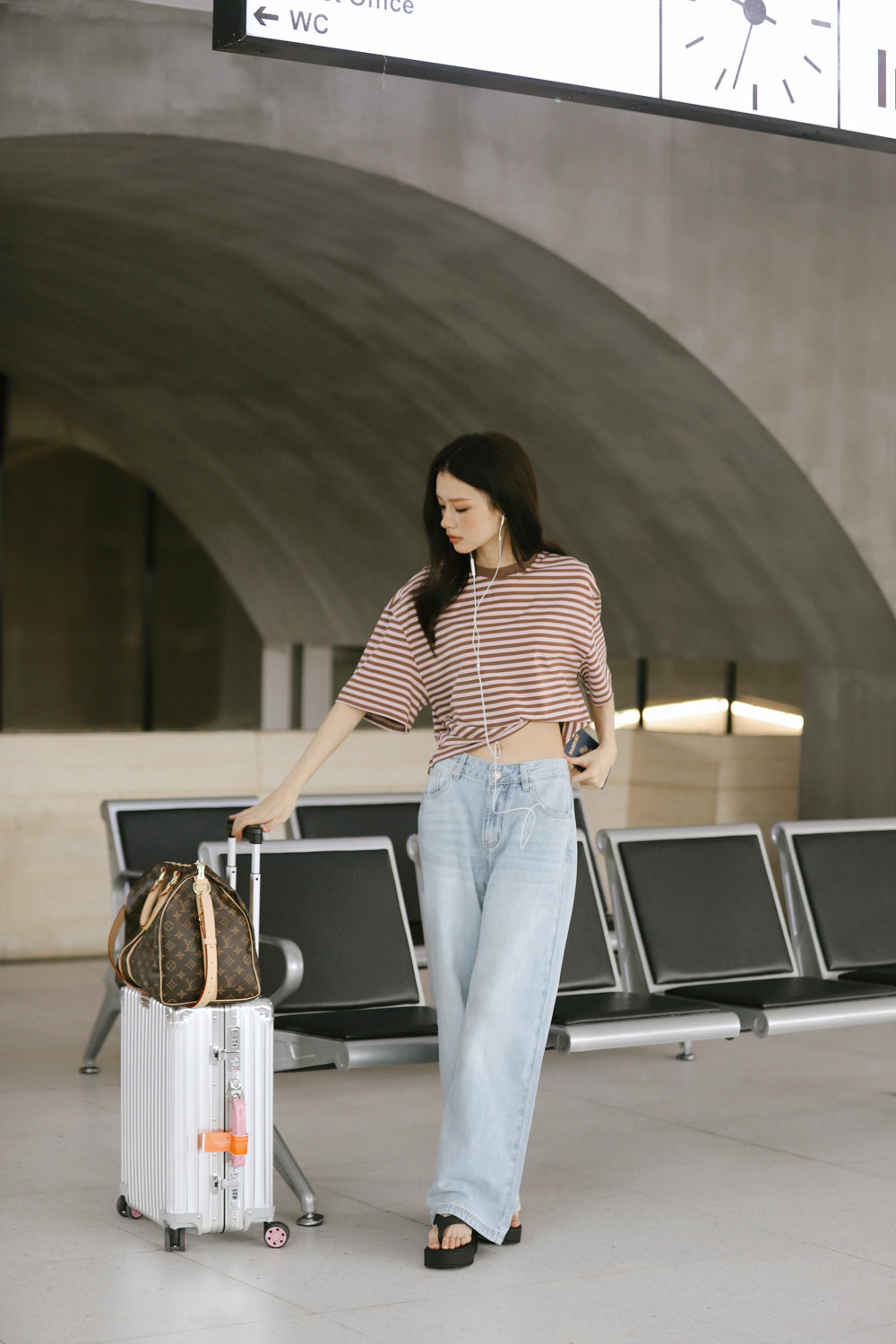 Stain-Resistant Oversized Striped Short Sleeve T-Shirt