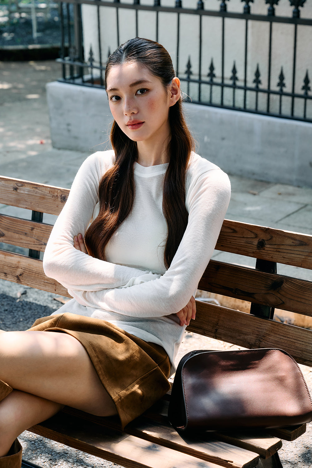 Tencel Sheer Knit Long Sleeve Top