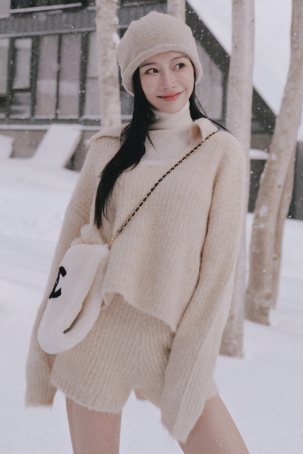 Cozy Wool V-Neck Collar Long Sleeve Sweater