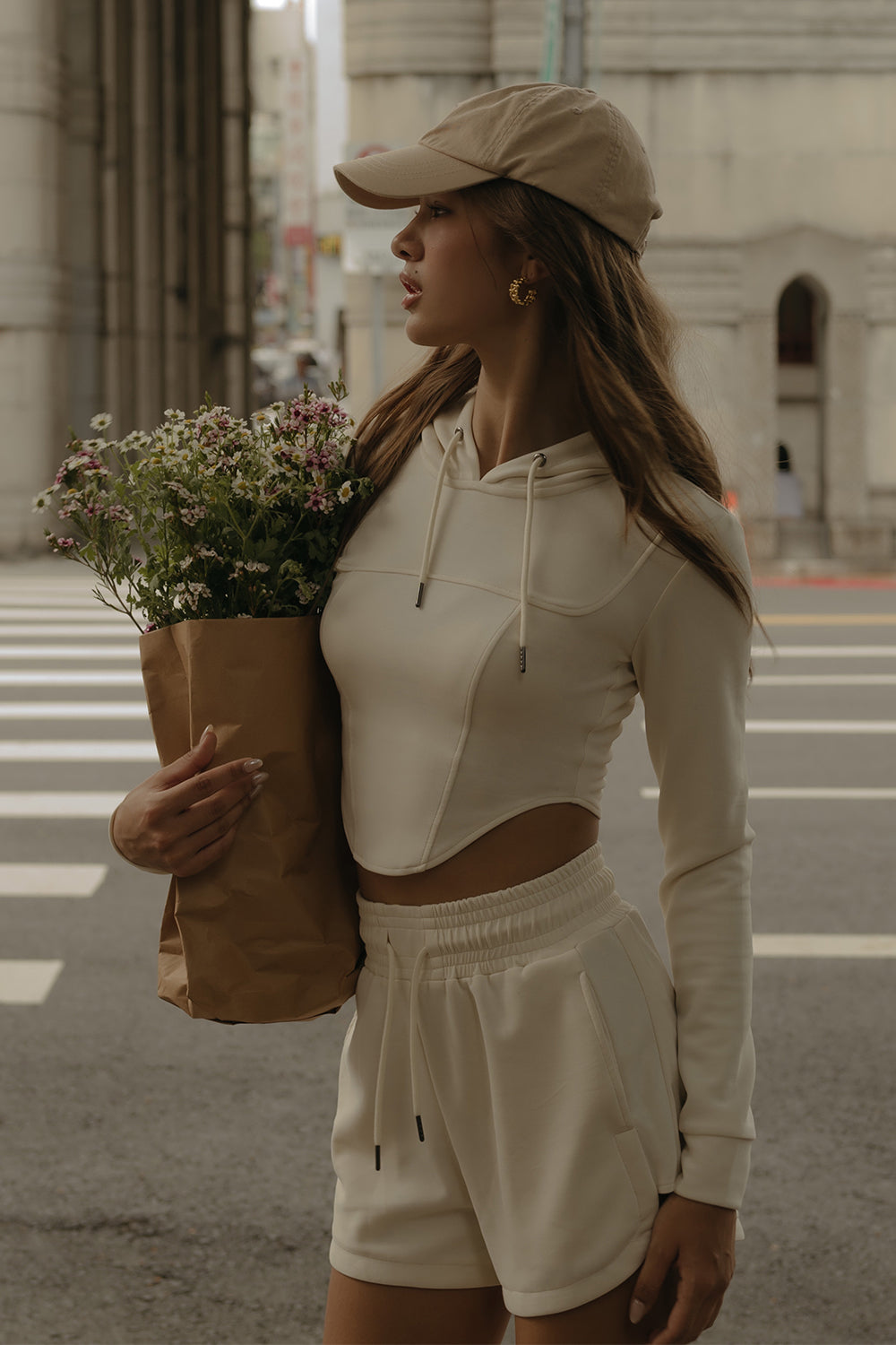 Peach Skin Cropped Hoodie