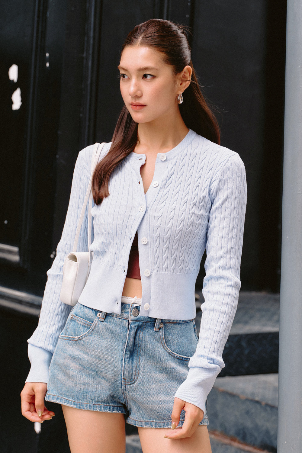 Striped Knit Button-Up Cardigan