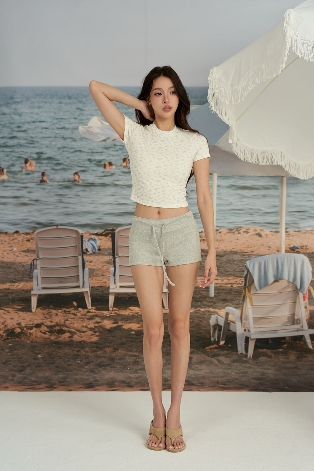 Elegant Rib Drawstring Shorts
