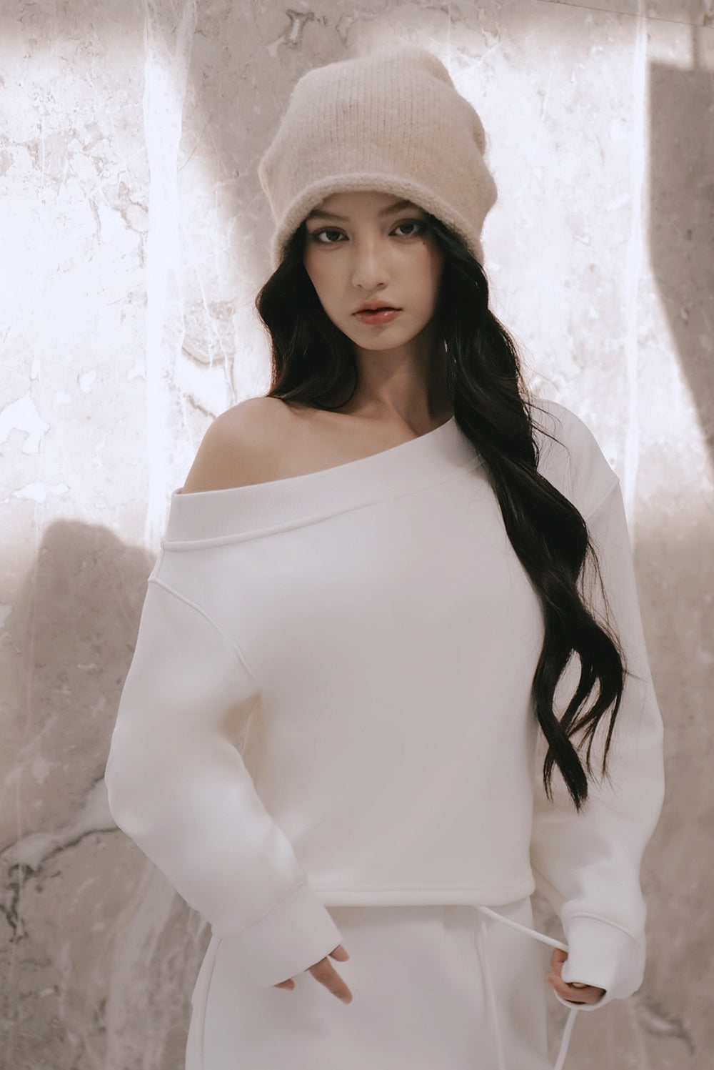 Cozy Fleece-Lined Off-Shoulder Sweatshirt