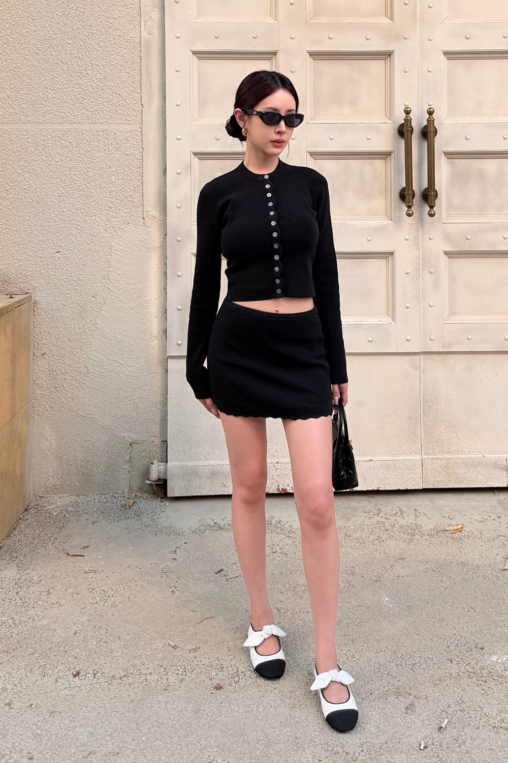 Ice Ripple Trim Knit Mini Skirt