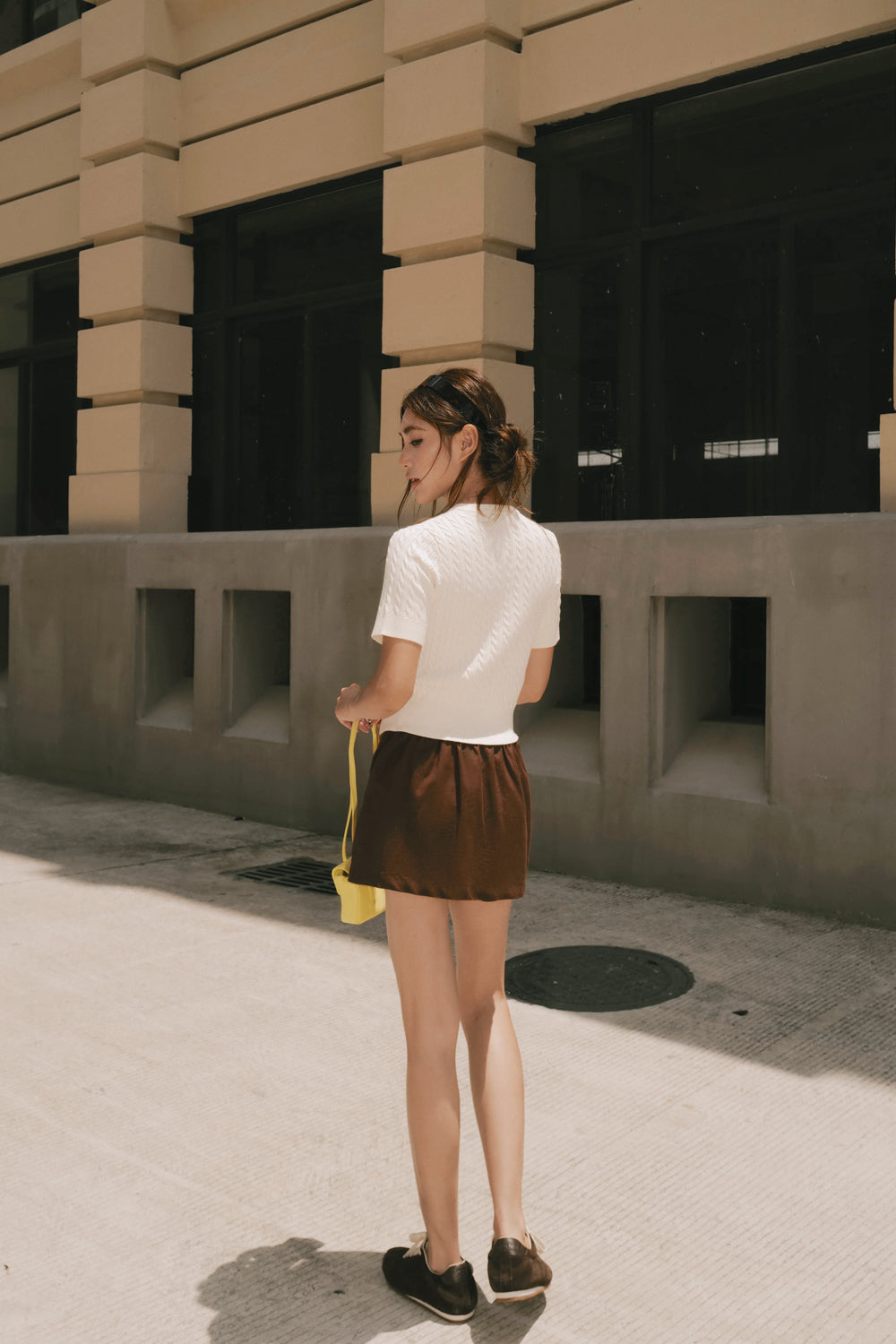 Stain-Resistant Cotton-Linen Mini Skirt