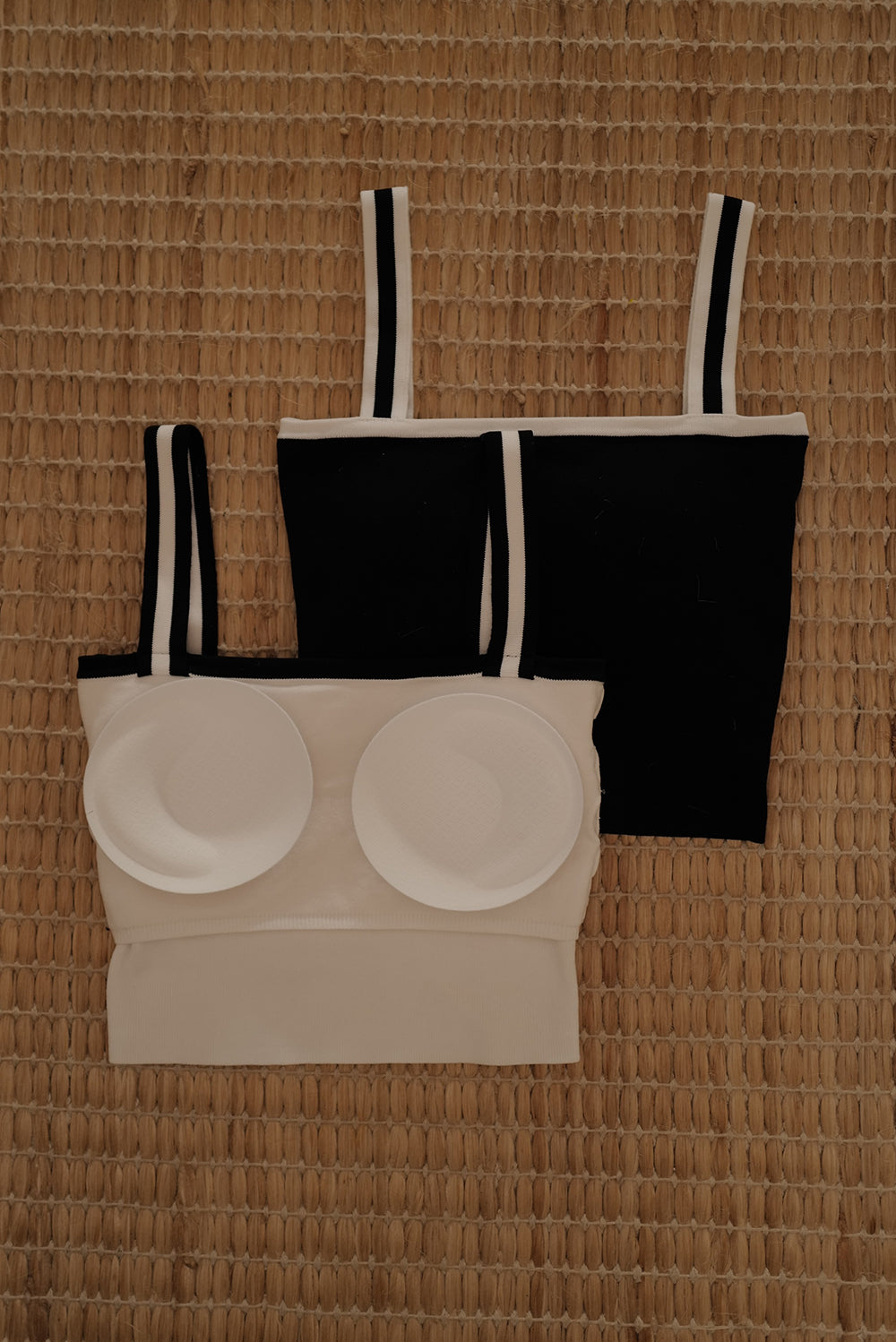 Ice Knit Contrast Trim Spaghetti Strap BraTop