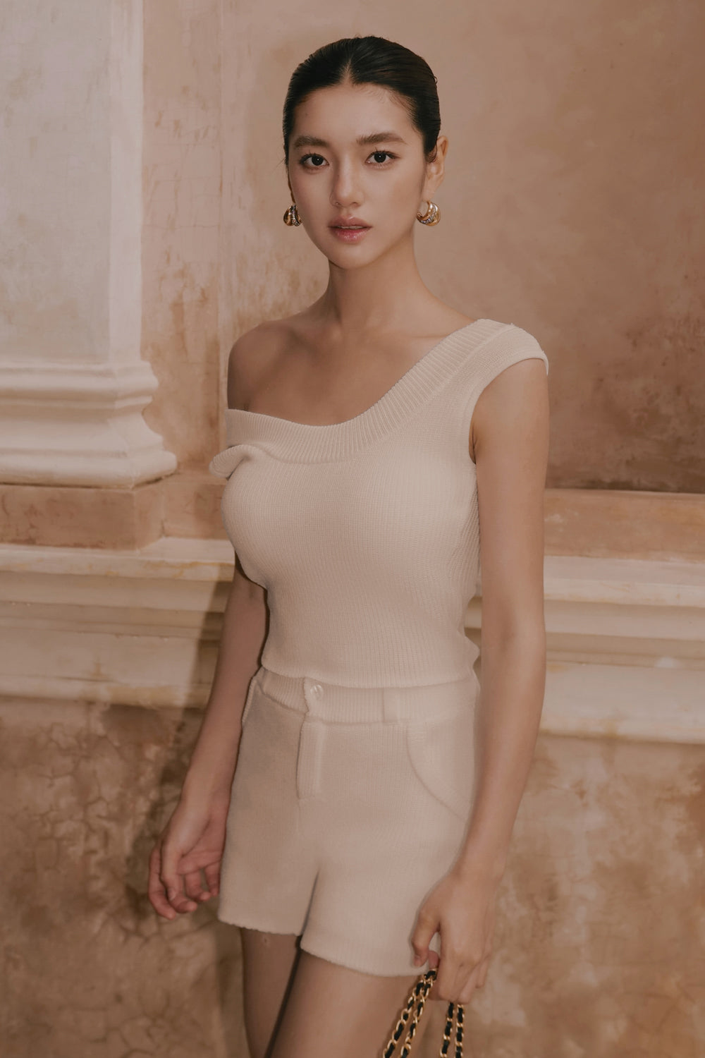 Ice Knit Faux Waistband Shorts